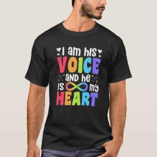 I'm His Voice He Is My Heart Autism Awareness Pare T-Shirt