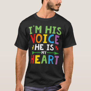 I'm His Voice He Is My Heart Autism Child Awarenes T-Shirt