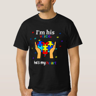 I'm his voice he's my heart Autism Awareness T-Shirt