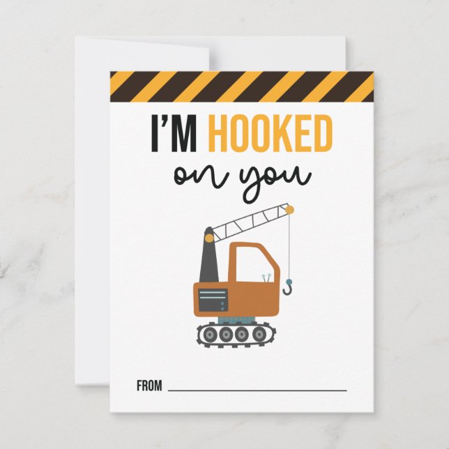 I'm Hooked On You Kids Construction Valentine Card (Front)