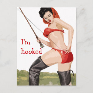 I'm hooked pin-up vintage poster postcard