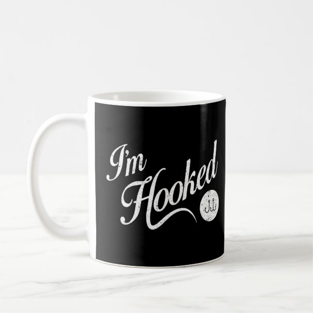 Im Hooked Vintage Distressed Fishing  Coffee Mug (Left)