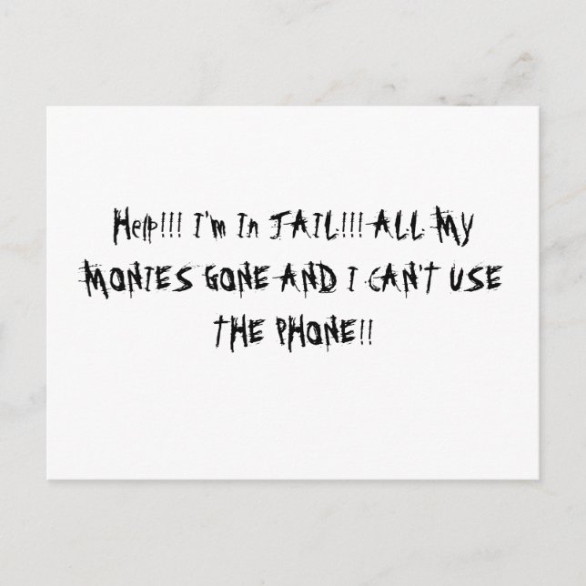 Im In Jail J/K Postcard (Front)