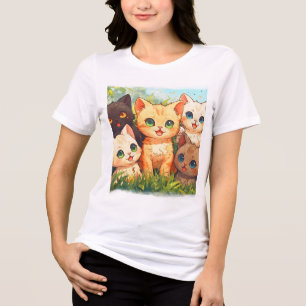 I'm in Kitten Heaven- Cartoon Cat Design Tri-Blend Shirt