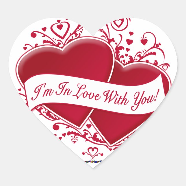 I'm In Love With You! Red Hearts Heart Sticker (Front)