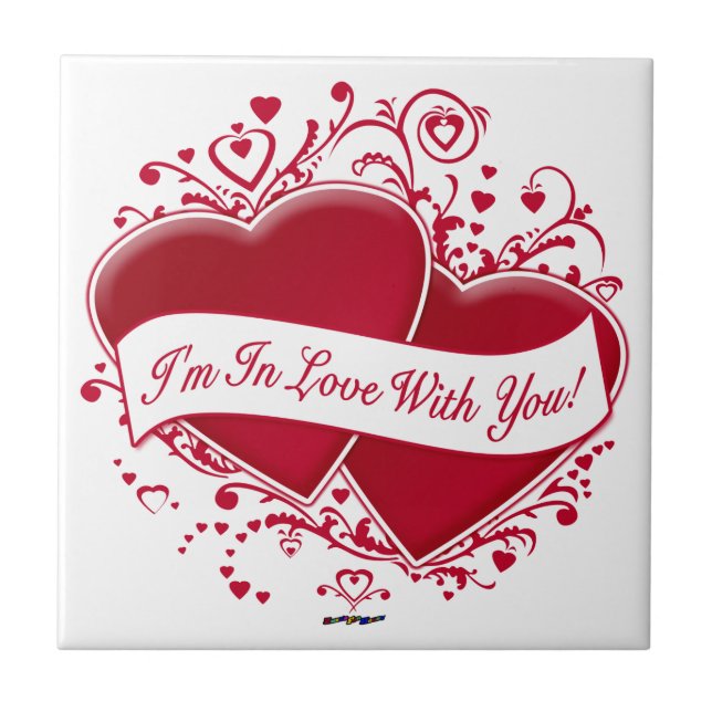 I'm In Love With You! Red Hearts Tile (Front)