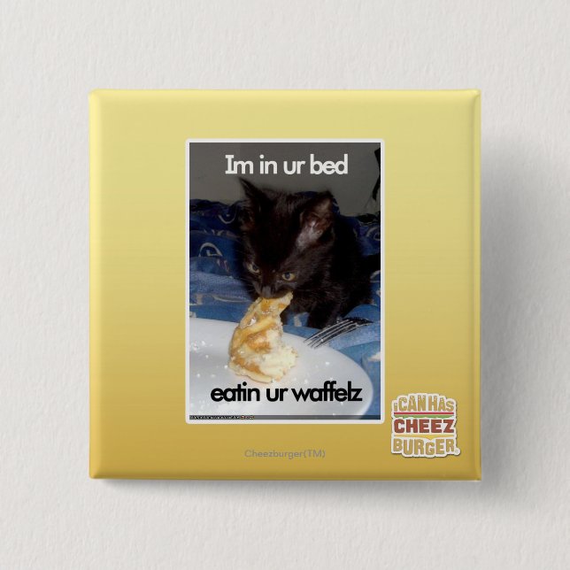 Im in ur bed 15 cm square badge (Front)
