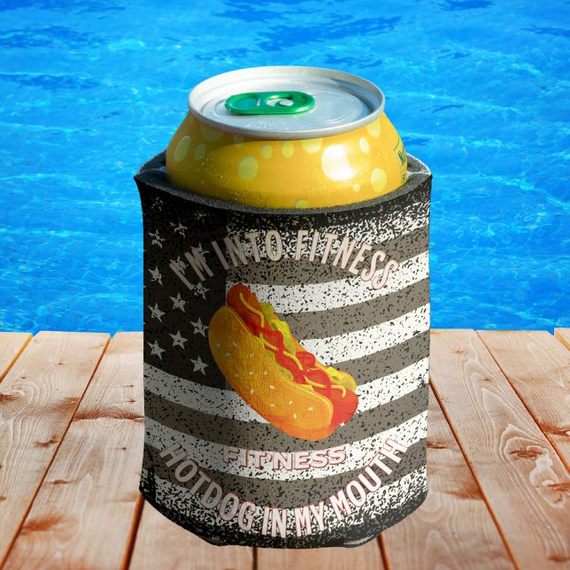 I'm Into Fitness Fit'ness Hotdog In My Mouth  Can Cooler (Creator Uploaded)