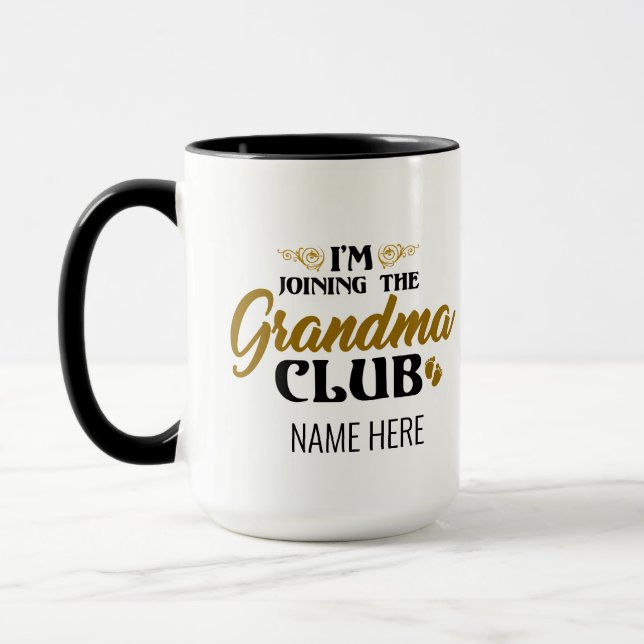 I'm Joining The Grandma Club Baby Reveal Customise Mug (Left)