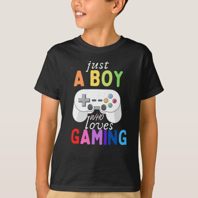 I'm Just A Boy Who Loves Gaming Kids Game Player  T-Shirt (Front)