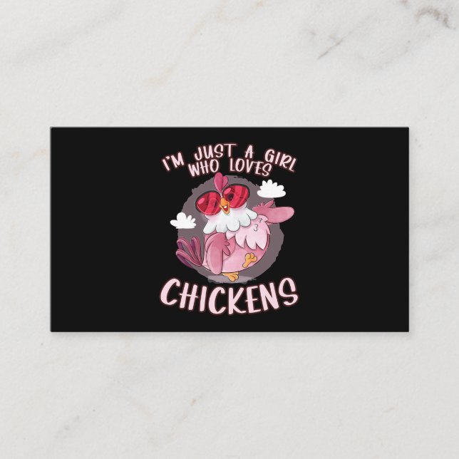 Im Just a Girl Who Loves Chickens Cute Chicken Buf Business Card (Front)