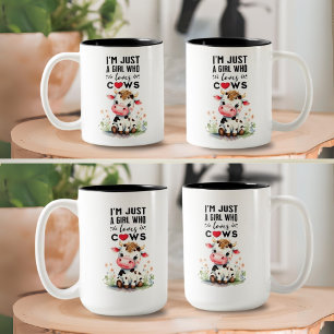 I'm Just A Girl Who Loves Cows 325ml Two-Tone Coffee Mug