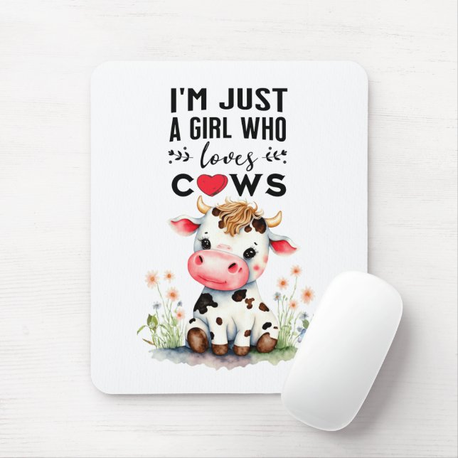  I'm Just A Girl Who Loves Cows Mouse Mat (With Mouse)