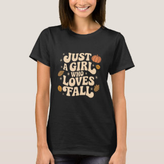 I'm Just a Girl Who Loves Fall Retro Autumn Pumpki T-Shirt