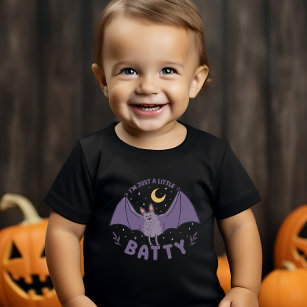 I'm Just A Little Batty Funny Halloween Bat Pun Baby T-Shirt
