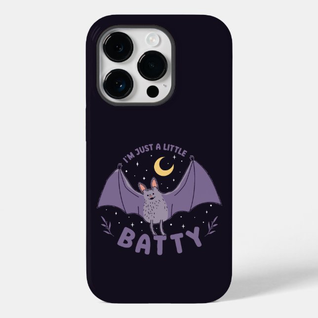 I'm Just A Little Batty Funny Halloween Bat Pun Case-Mate iPhone Case (Back)