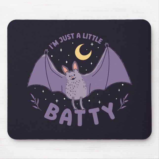 I'm Just A Little Batty Funny Halloween Bat Pun Mouse Mat (Front)