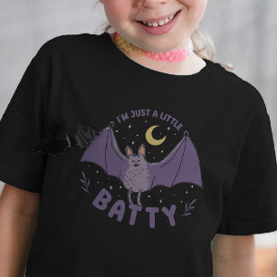 I'm Just A Little Batty Funny Halloween Bat Pun T-Shirt