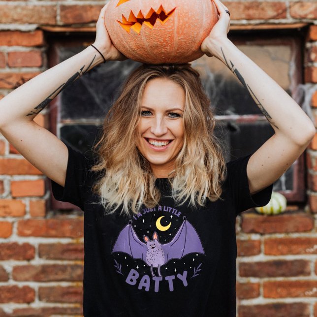 I'm Just A Little Batty Funny Halloween Bat Pun T-Shirt (Funny Halloween Batty Bat Pun T-Shirt)