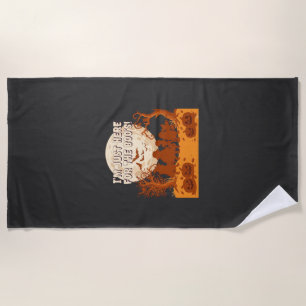 Im Just Here Boos Halloween Kids Silhouette Moon P Beach Towel