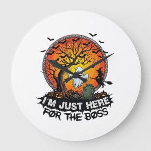 Im Just Here Boss Halloween Ghost Witch Pumpkins_1 Large Clock