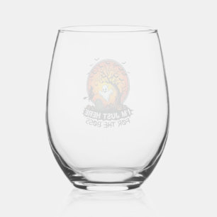 Im Just Here Boss Halloween Ghost Witch Pumpkins_1 Stemless Wine Glass