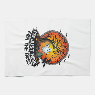 Im Just Here Boss Halloween Ghost Witch Pumpkins_1 Tea Towel