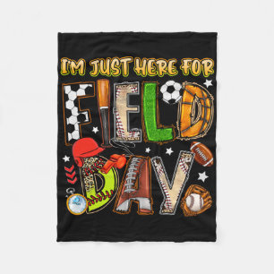 I'm Just Here For Field Day 2025 Soccer Bysebyll F Fleece Blanket