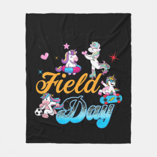 I'm Just Here For Field Day Magical Unicorn Playin Fleece Blanket