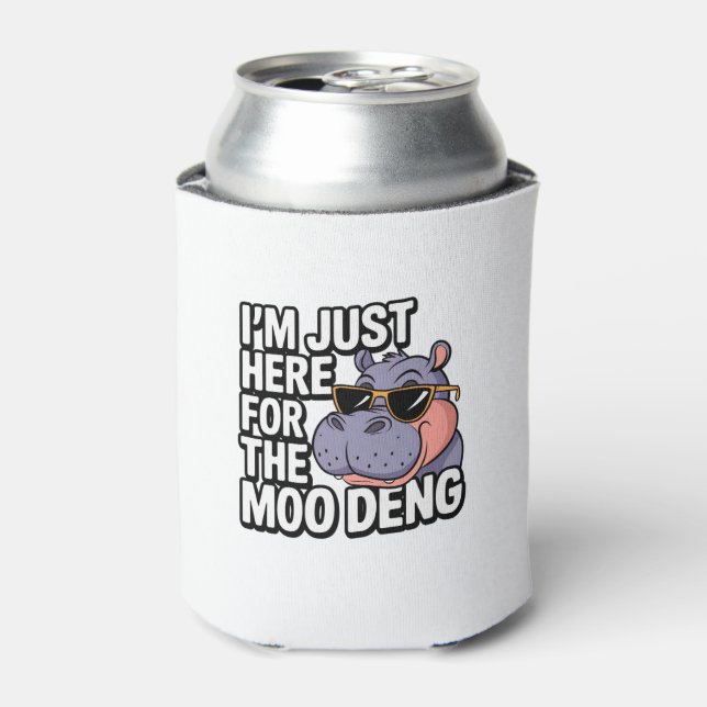 I'm Just Here For Moo Deng Cute Baby Hippo Bouncy  Can Cooler (Can Front)
