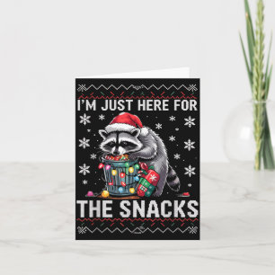 I'm Just Here For Snacks Raccoon Christmas Kids To Card