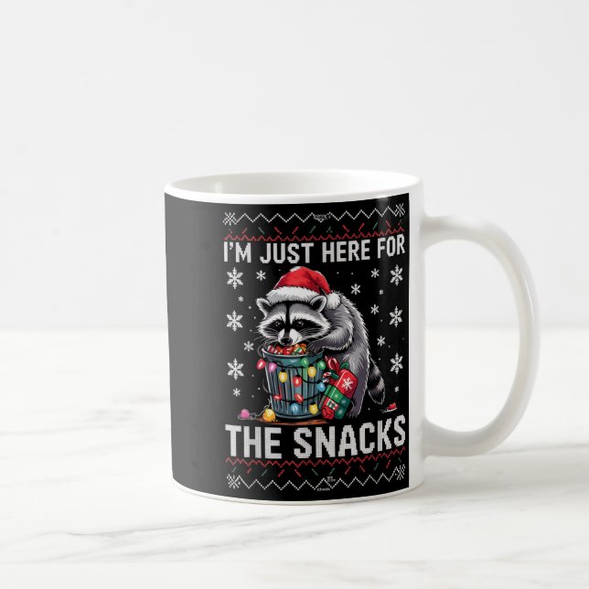 I'm Just Here For Snacks Raccoon Christmas Kids To Coffee Mug (Right)