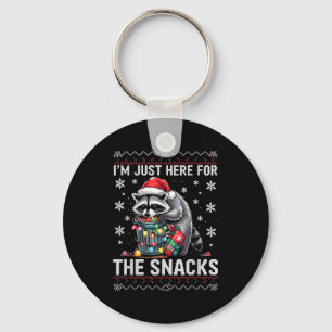 I'm Just Here For Snacks Raccoon Christmas Kids To Key Ring