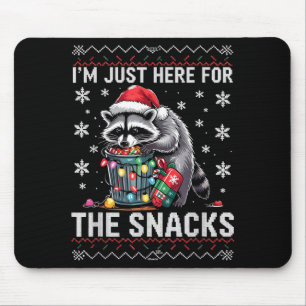 I'm Just Here For Snacks Raccoon Christmas Kids To Mouse Mat