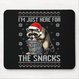 I'm Just Here For Snacks Raccoon Christmas Kids To Mouse Mat