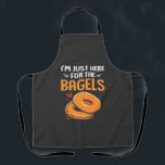 I'm Just Here for the Bagels Jewish Food  Apron<br><div class="desc">bagel lover humour,  Jewish food joke,  funny Hanukkah 2025,  breakfast joke,  Jewish culture shirt,  lox and bagels joke,  pastrami pun,  foodie Hanukkah gift,  holiday bagel humour,  Hanukkah 2025</div>