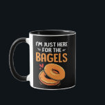 I'm Just Here for the Bagels Jewish Food  Mug<br><div class="desc">bagel lover humour,  Jewish food joke,  funny Hanukkah 2025,  breakfast joke,  Jewish culture shirt,  lox and bagels joke,  pastrami pun,  foodie Hanukkah gift,  holiday bagel humour,  Hanukkah 2025</div>