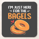 I'm Just Here for the Bagels Jewish Food Square Paper Coaster<br><div class="desc">bagel lover humour, Jewish food joke, funny Hanukkah 2025, breakfast joke, Jewish culture shirt, lox and bagels joke, pastrami pun, foodie Hanukkah gift, holiday bagel humour, Hanukkah 2025</div>