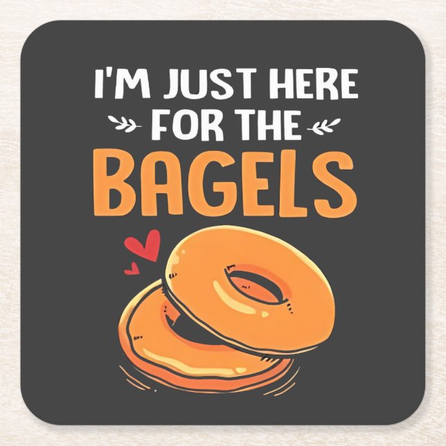 I'm Just Here for the Bagels Jewish Food  Square Paper Coaster (Front)