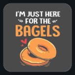 I'm Just Here for the Bagels Jewish Food  Square Sticker<br><div class="desc">bagel lover humour,  Jewish food joke,  funny Hanukkah 2025,  breakfast joke,  Jewish culture shirt,  lox and bagels joke,  pastrami pun,  foodie Hanukkah gift,  holiday bagel humour,  Hanukkah 2025</div>