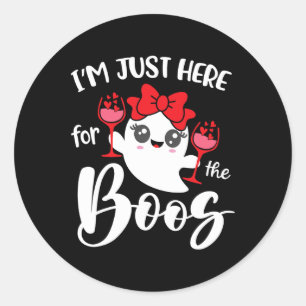 I'm Just Here For The Boos Cute Ghost Funny Women Classic Round Sticker