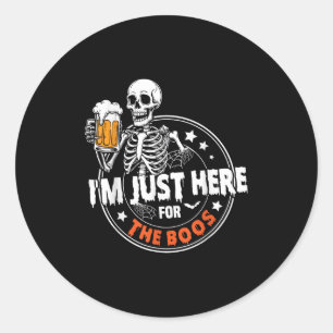 I'm Just Here For The Boos Cute Ghost Halloween Co Classic Round Sticker