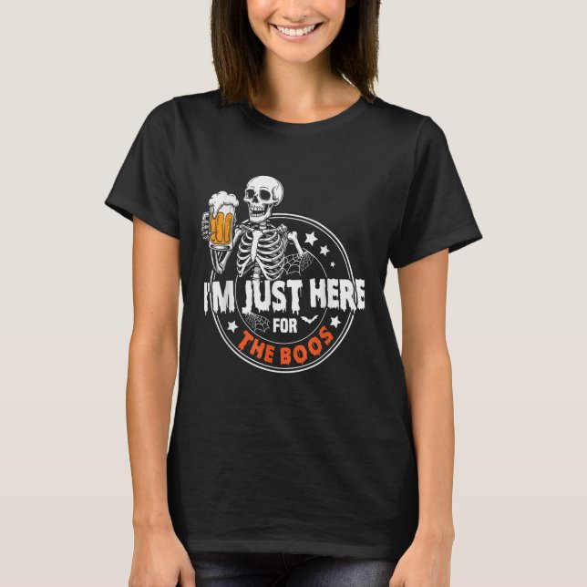I'm Just Here For The Boos Cute Ghost Halloween Co T-Shirt (Front)