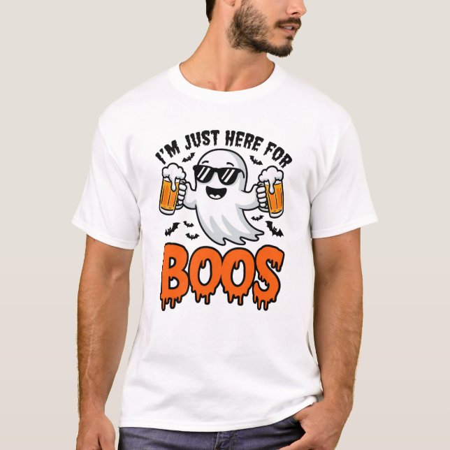 I'm Just Here For The Boos Cute Ghost Halloween Co T-Shirt (Front)