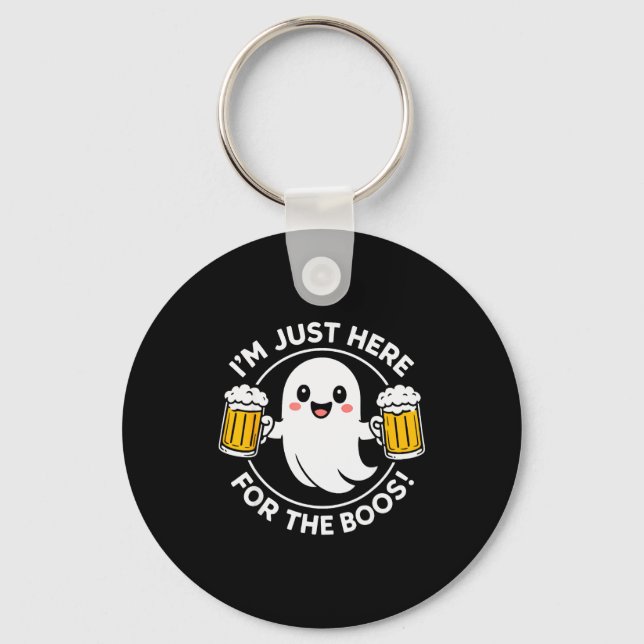 I'm Just Here For The Boos Funny Halloween Ghost M Key Ring (Front)