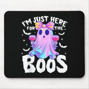 Im Just Here For The Boos Ghost Cute Funny Hallowe Mouse Mat