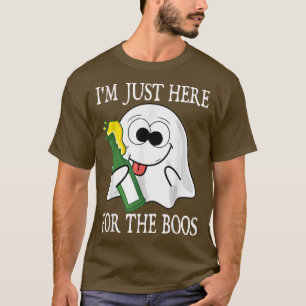 I'm Just Here For The Boos ghost drinking Beer Hal T-Shirt
