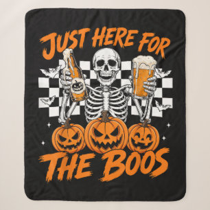 I'm Just Here for The Boos Halloween Skeleton Sherpa Blanket