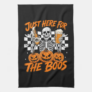 I'm Just Here for The Boos Halloween Skeleton Tea Towel