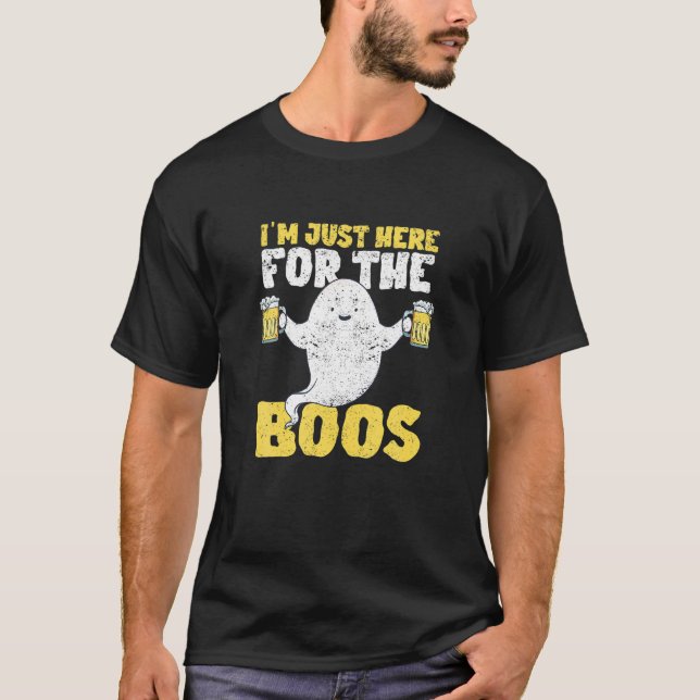 I'm Just Here For The Boos Halloween Spooky Ghost T-Shirt (Front)